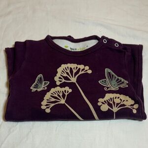 Wee Urban Organic Long Sleeve romper in Deep Purple with Butterfly Design